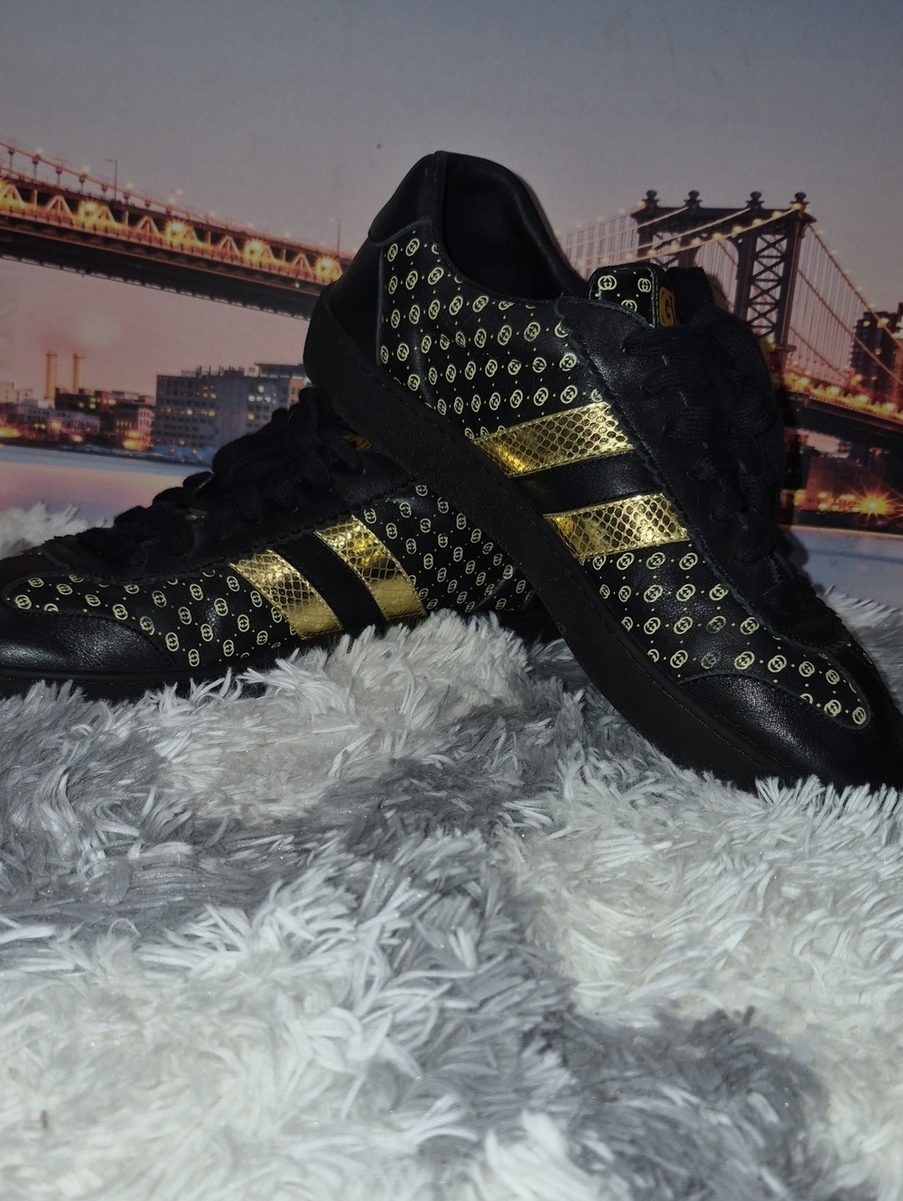 Gucci Black Sneakers with Gold Accents